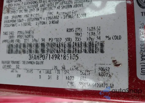 2009 Ford Fusion Se из США, поврежденный, VIN 3FAHP07149R185105